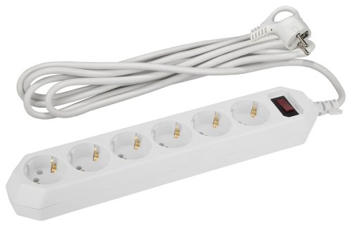 Сетевой фильтр с заземлением ЭРА USF-6es-5m-W 6х5,0м 10А 2200Вт белый фото Сетевой фильтр с заземлением ЭРА USF-6es-5m-W 6х5,0м 10А 2200Вт белый картинка